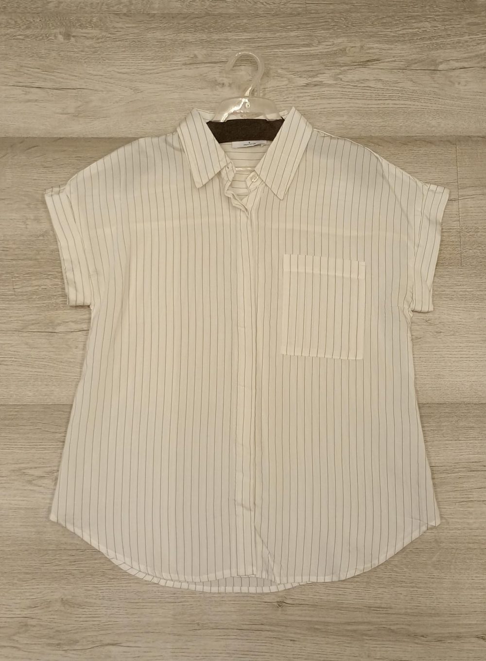 BLUSA MINE cielo o blanco listado manga corta