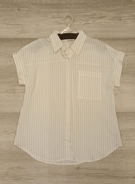 BLUSA MINE cielo o blanco listado manga corta