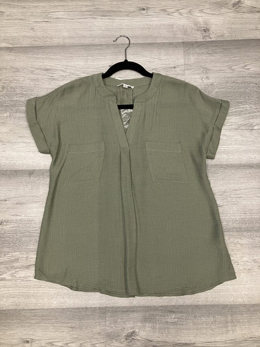 BLUSA BLU PEPPER olive botones madera back