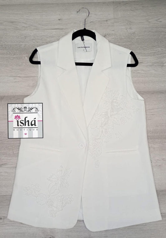 CHALECO GALITA blanco flor canutillo