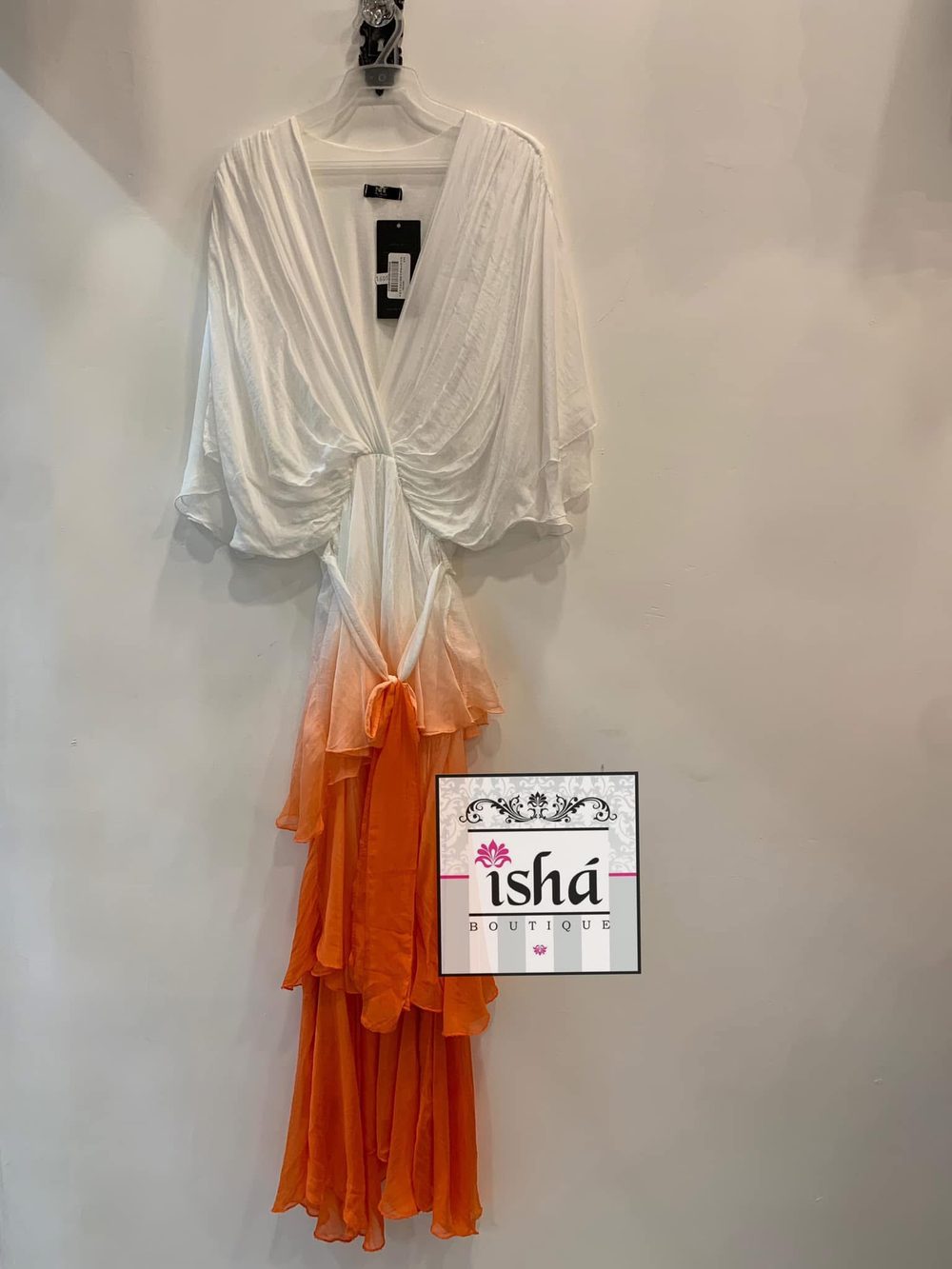 VESTIDO ITALIANO BLL blanco degradado naranja