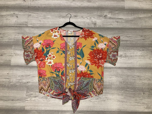 BLUSA UMGEE amarilla coral floreada nudo