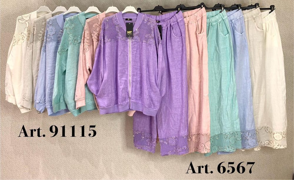 PANTALON NT menta azul o lila cuadrillé btm lino