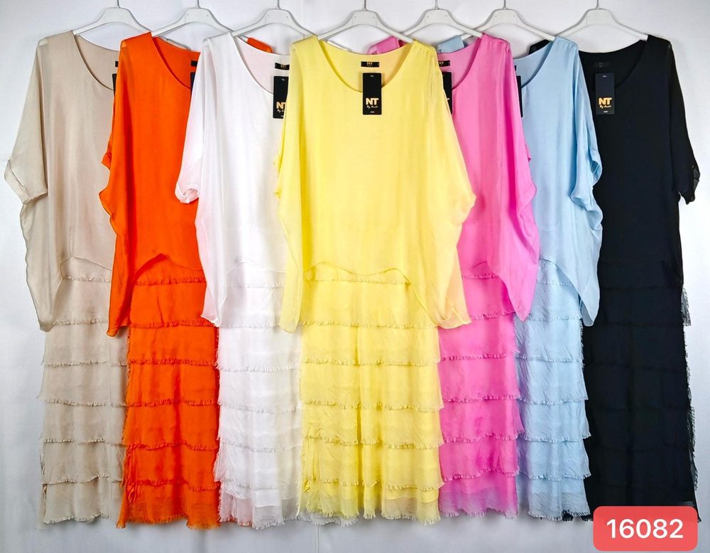 VESTIDO NT colores varios seda ruffles liso
