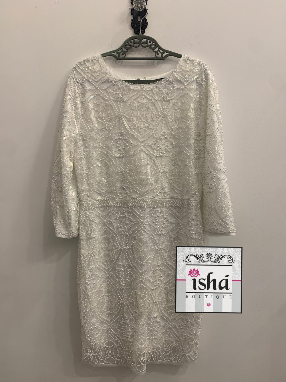 VESTIDO VERTE blanco canutillo