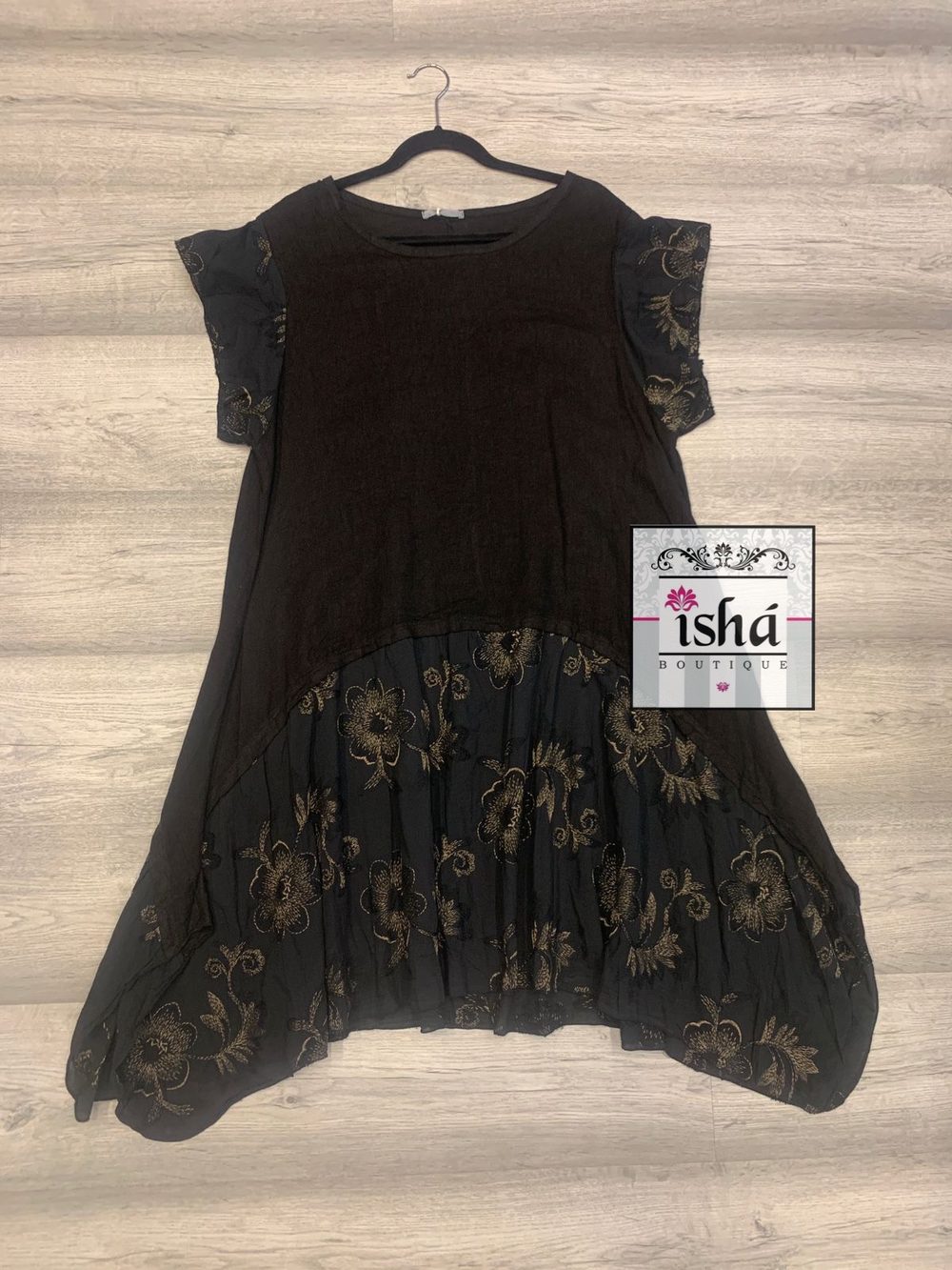 VESTIDO ITALIANO negro o café hilos oro lino