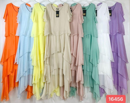 VESTIDO NT colores varios seda capas