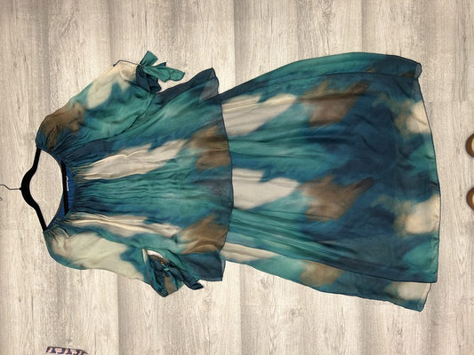 VESTIDO ITALIANO verde moka manga 3/4 nudos suelto