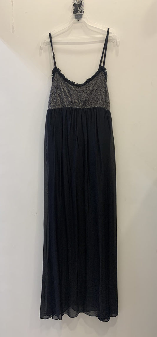 VESTIDO SCANDAL negro seda bra lentejuela plata