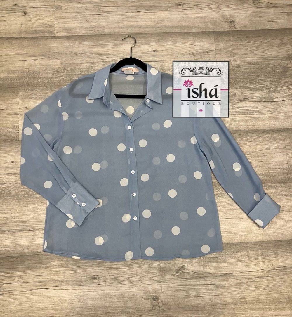 BLUSA cielo bolas blancas gasa camisa