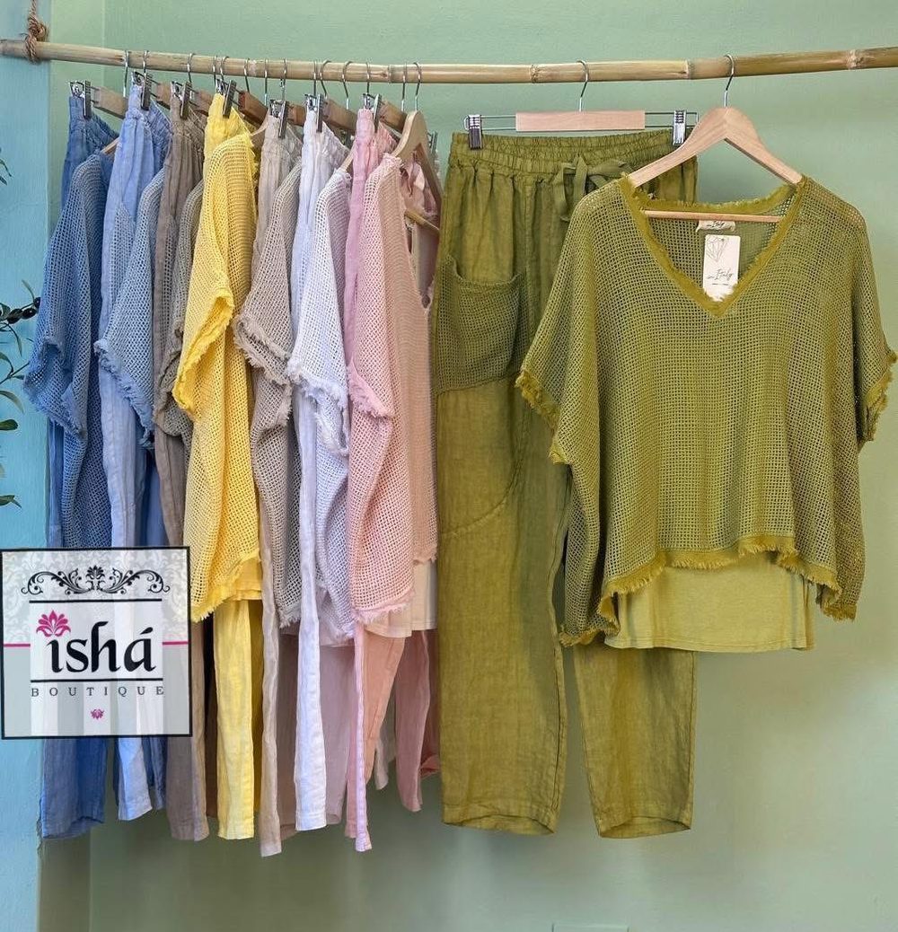 CONJUNTO LTTC avocado blusa cuadrillé y top