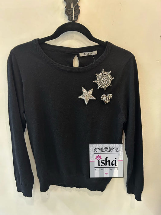 SUETER LOLA negro aplicaciones plata