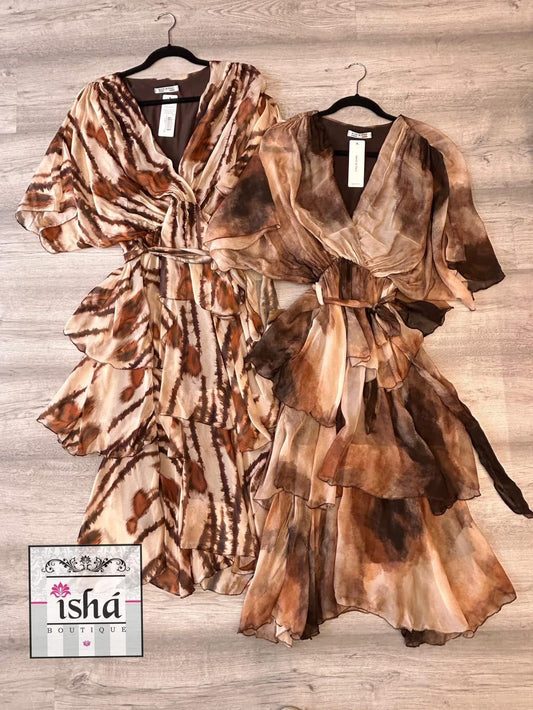 VESTIDO BLL café animal print