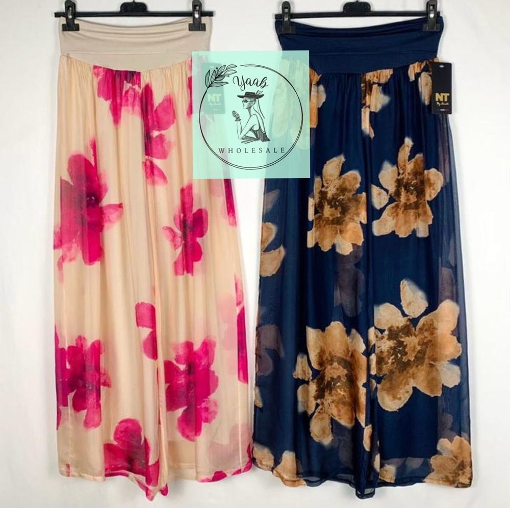 PANTALON NT navy floreado seda