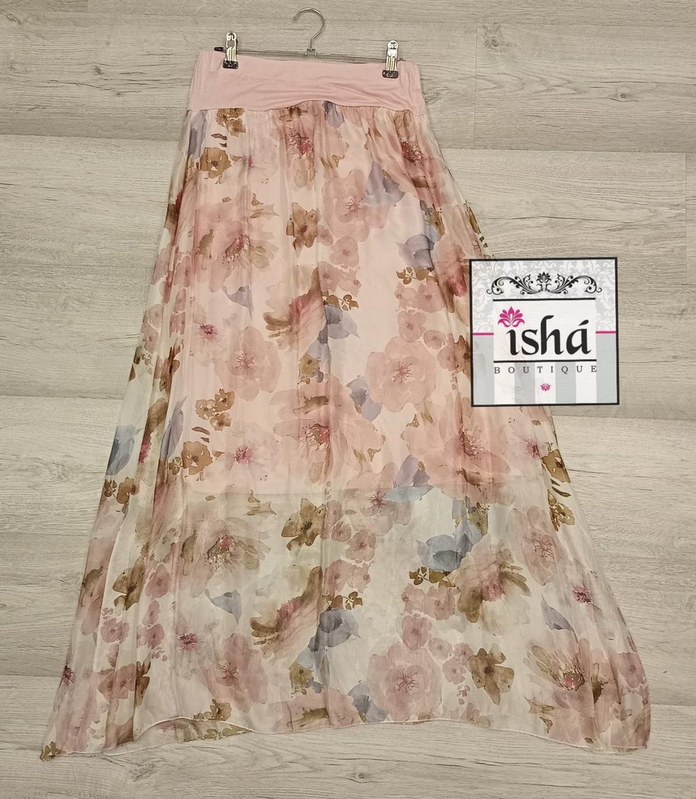 FALDA ITALIANA rosa seda