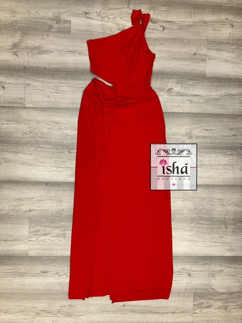 VESTIDO LUXXEL rojo lycra abertura cintura