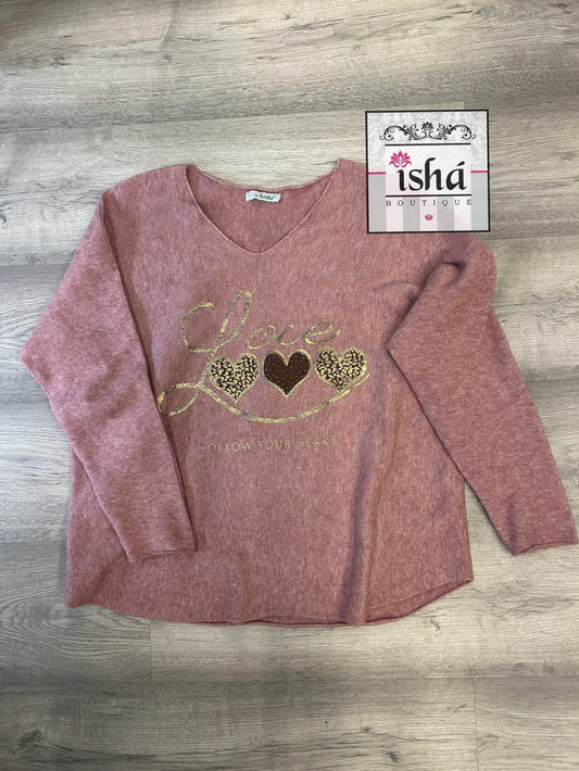 SUETER blanco beige rosa o uva corazones an print brillos