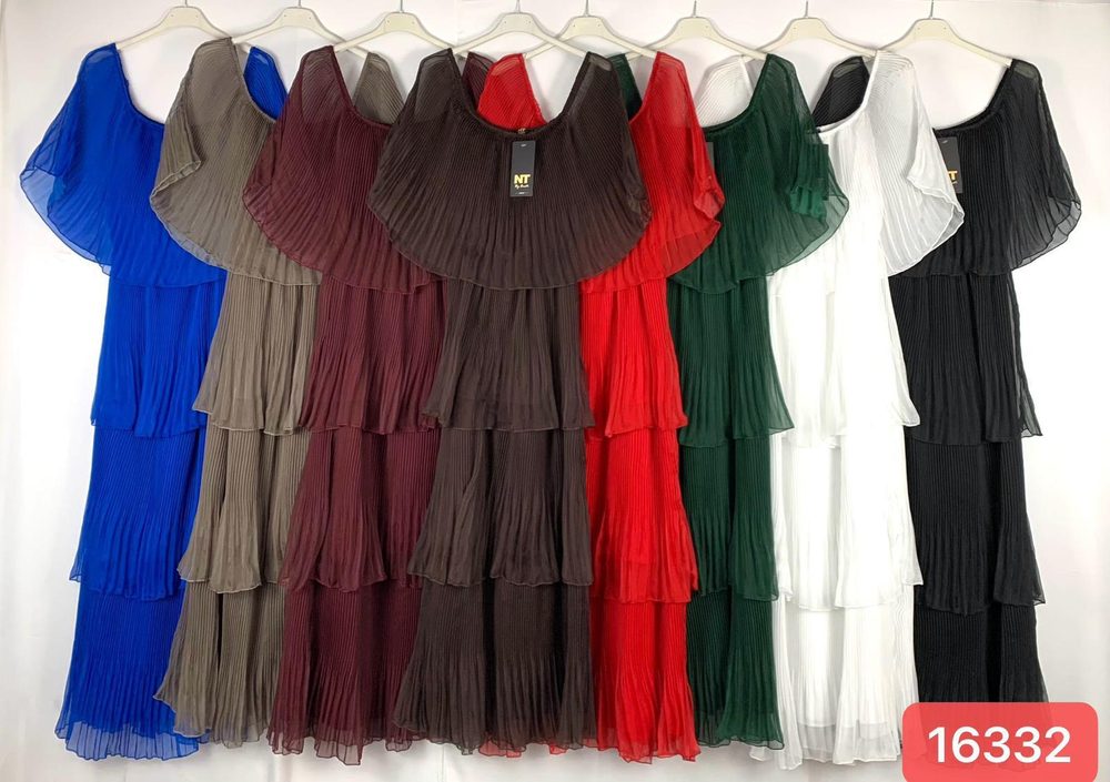 VESTIDO NT LARGO verde gasa capas tableado