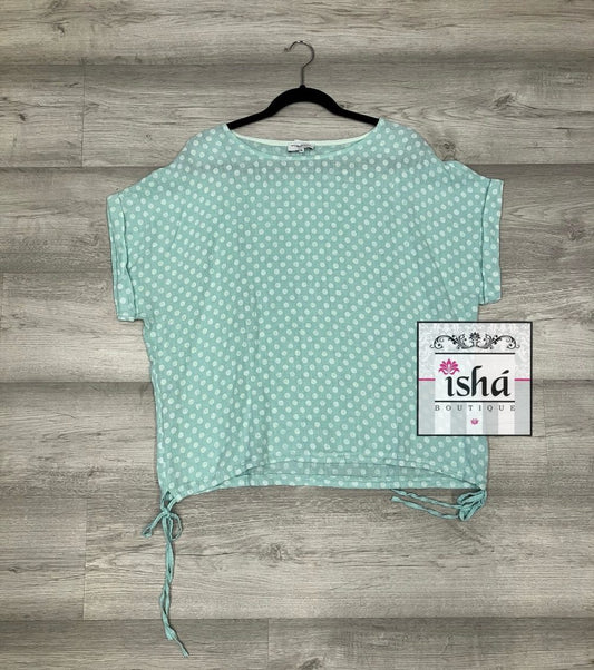 BLUSA ITALIANA menta bolas blancas lino